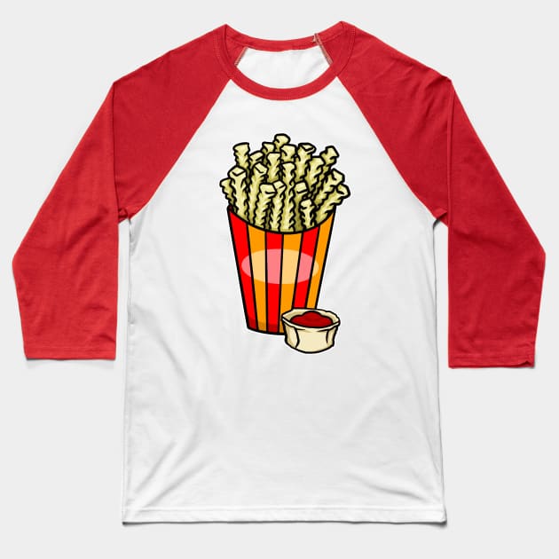 French Fries and Ketchup Baseball T-Shirt by Laughin' Bones